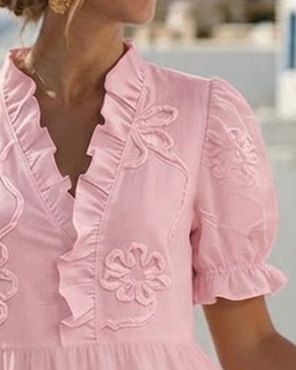Leticia | Robe Florale à Manches Bouffantes