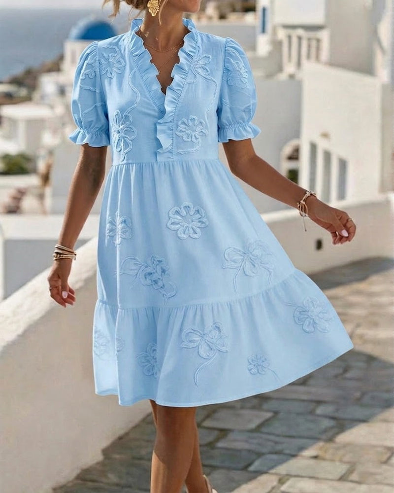 Leticia | Robe Florale à Manches Bouffantes