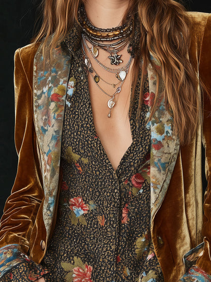 Christine | Blazer Élégant à Détails Floraux