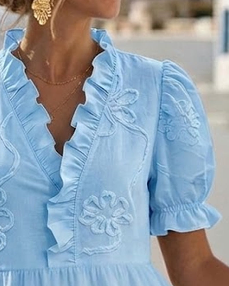 Leticia | Robe Florale à Manches Bouffantes