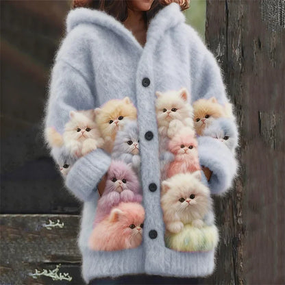 Morgane | Gilet à Capuche Motif Chats
