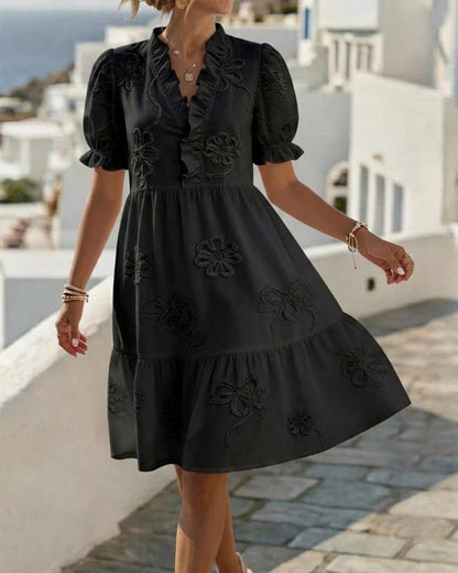 Leticia | Robe Florale à Manches Bouffantes