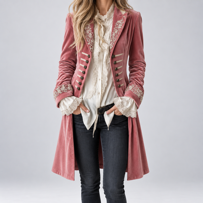Odette | Veste Longue Brodée Élégante