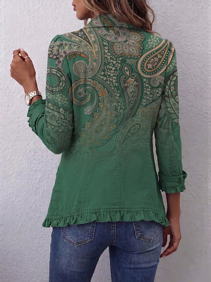 Géraldine | Veste Verte Élégante aux Détails Raffinés