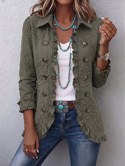 Régine | Veste Bohème Chic à Détails Fleuris