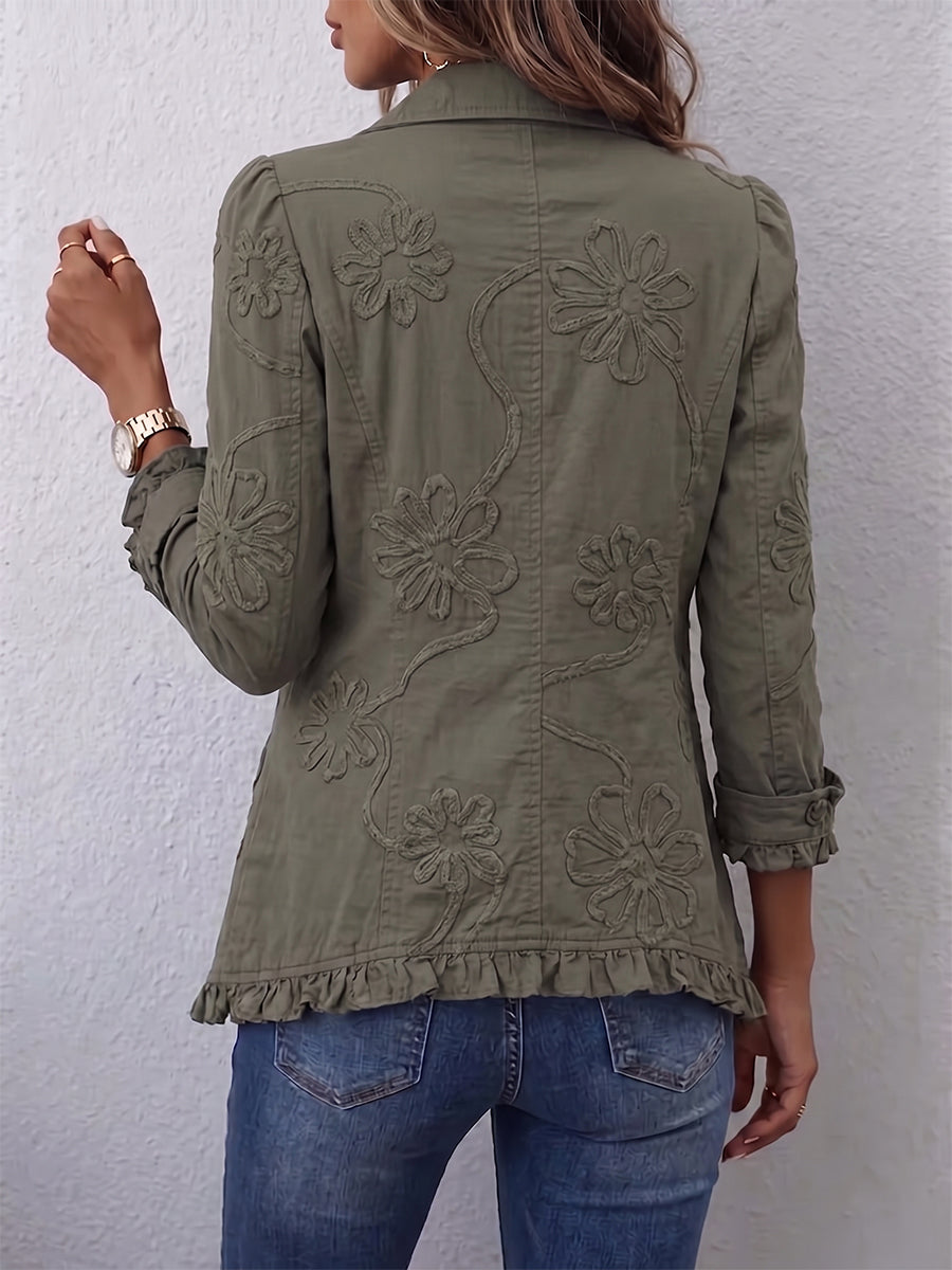 Régine | Veste Bohème Chic à Détails Fleuris