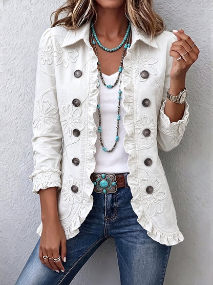 Angélique | Veste Raffinée à Détails Fleuris